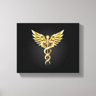 Gold Polygonal Symbol Caduceus Canvas Print