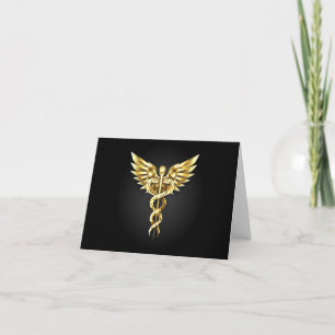 Gold Polygonal Symbol Caduceus Card