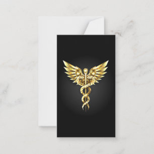 Gold Polygonal Symbol Caduceus Card