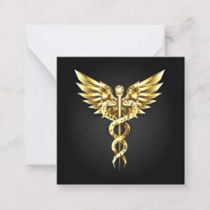 Gold Polygonal Symbol Caduceus Card