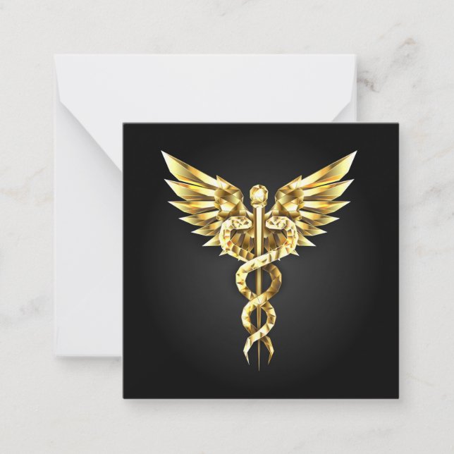 Gold Polygonal Symbol Caduceus Card (Front)
