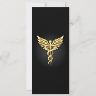 Gold Polygonal Symbol Caduceus Card
