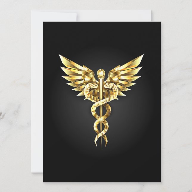 Gold Polygonal Symbol Caduceus Card (Front)