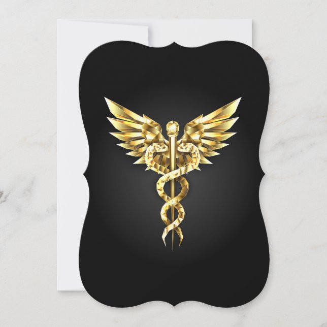 Gold Polygonal Symbol Caduceus Card (Front)