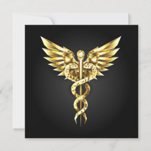 Gold Polygonal Symbol Caduceus Card