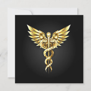 Gold Polygonal Symbol Caduceus Card