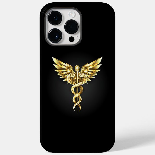 Gold Polygonal Symbol Caduceus Case-Mate iPhone Case (Back)