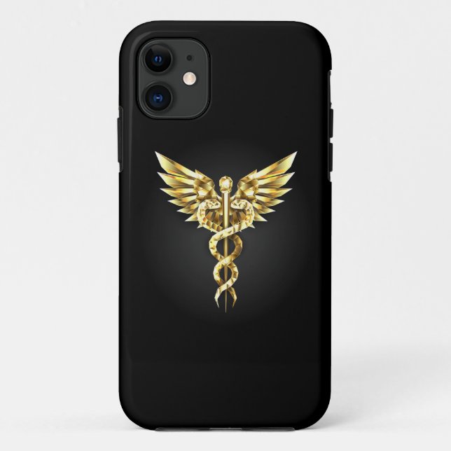 Gold Polygonal Symbol Caduceus Case-Mate iPhone Case (Back)