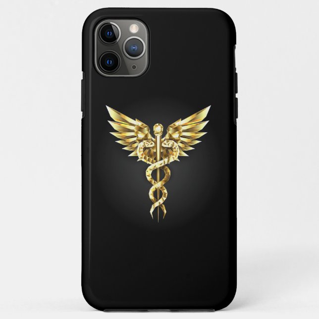 Gold Polygonal Symbol Caduceus Case-Mate iPhone Case (Back)