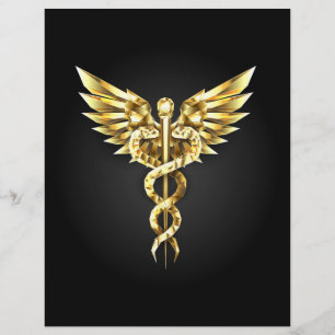 Gold Polygonal Symbol Caduceus Custom Letterhead