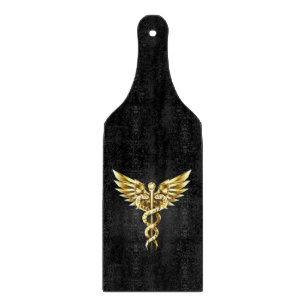 Gold Polygonal Symbol Caduceus Cutting Board