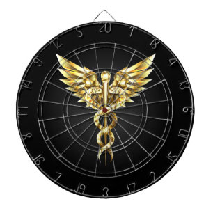 Gold Polygonal Symbol Caduceus Dartboard