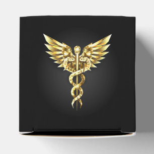 Gold Polygonal Symbol Caduceus Favour Box