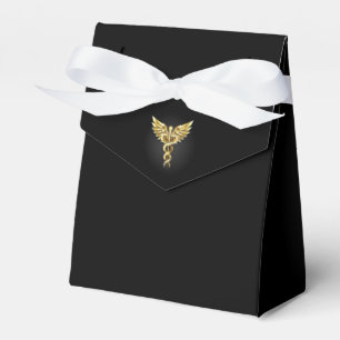 Gold Polygonal Symbol Caduceus Favour Box
