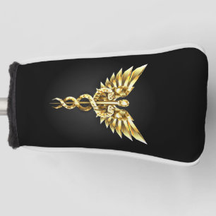 Gold Polygonal Symbol Caduceus Golf Head Cover
