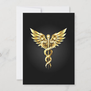 Gold Polygonal Symbol Caduceus Invitation