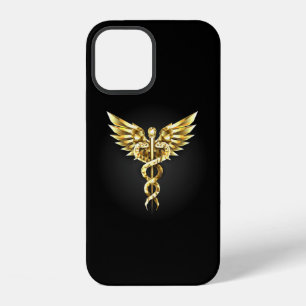 Gold Polygonal Symbol Caduceus iPhone 12 Case