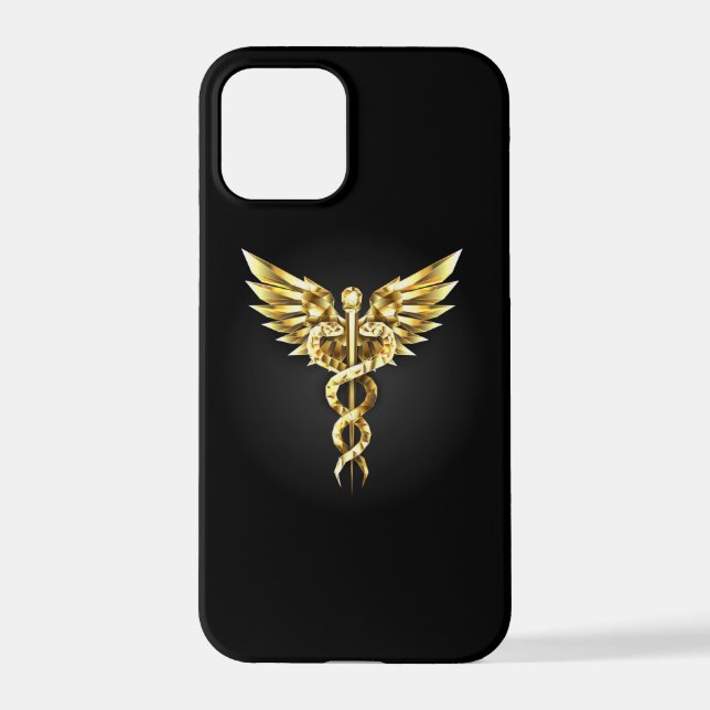 Gold Polygonal Symbol Caduceus iPhone Case (Back)