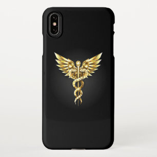 Gold Polygonal Symbol Caduceus iPhone XS Max Case