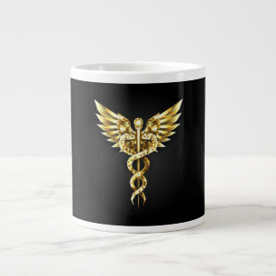 Gold Polygonal Symbol Caduceus Large Coffee Mug