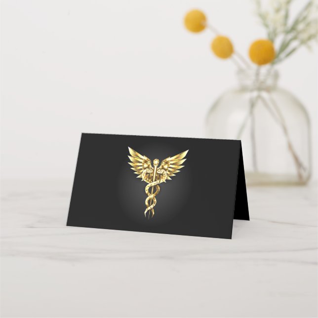Gold Polygonal Symbol Caduceus Loyalty Card (Front)