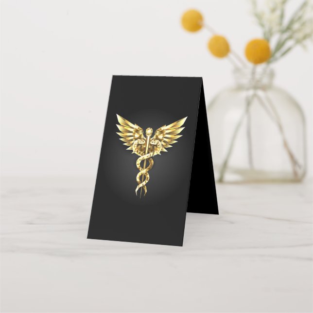 Gold Polygonal Symbol Caduceus Loyalty Card (Front)