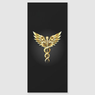 Gold Polygonal Symbol Caduceus Magnetic Invitation