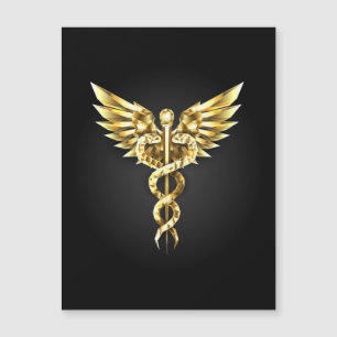 Gold Polygonal Symbol Caduceus Magnetic Invitation