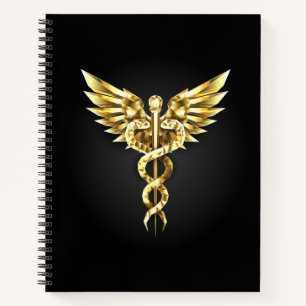 Gold Polygonal Symbol Caduceus Notebook