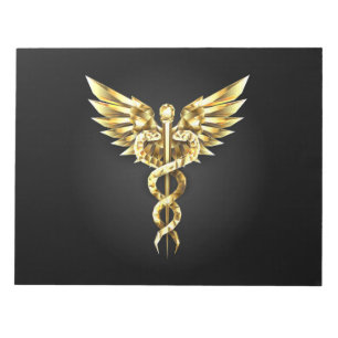 Gold Polygonal Symbol Caduceus Notepad