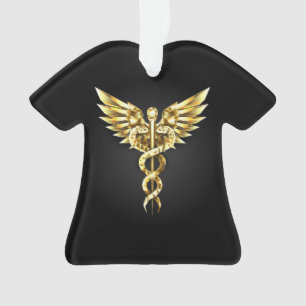 Gold Polygonal Symbol Caduceus Ornament
