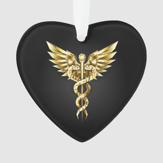 Gold Polygonal Symbol Caduceus Ornament (Front)