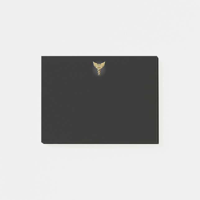 Gold Polygonal Symbol Caduceus Post-it Notes (Front)
