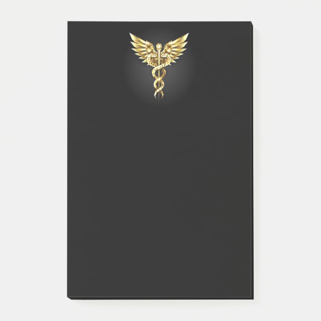 Gold Polygonal Symbol Caduceus Post-it Notes (Front)