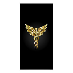 Gold Polygonal Symbol Caduceus Poster