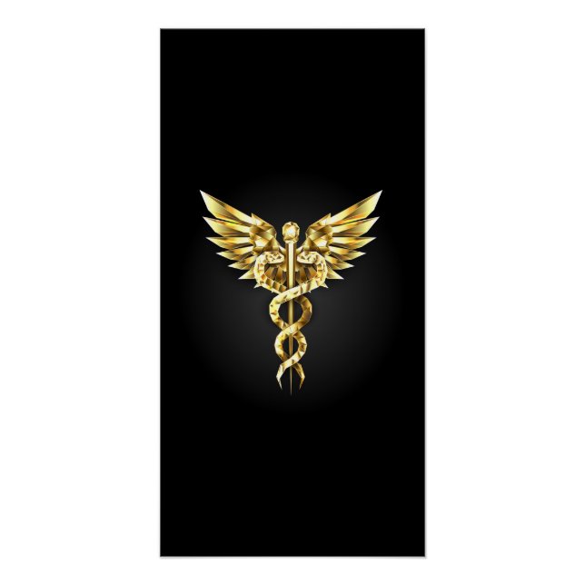 Gold Polygonal Symbol Caduceus Poster (Front)