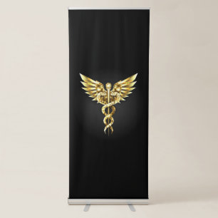 Gold Polygonal Symbol Caduceus Retractable Banner