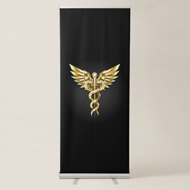 Gold Polygonal Symbol Caduceus Retractable Banner (Front)
