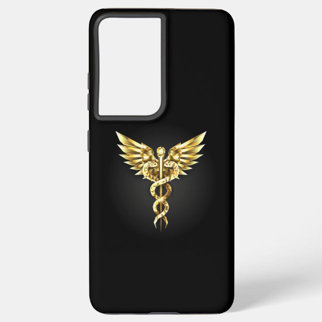 Gold Polygonal Symbol Caduceus Samsung Galaxy S21+ Case (Back)