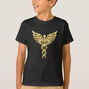 Gold Polygonal Symbol Caduceus T-Shirt