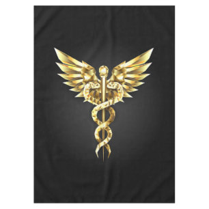 Gold Polygonal Symbol Caduceus Tablecloth