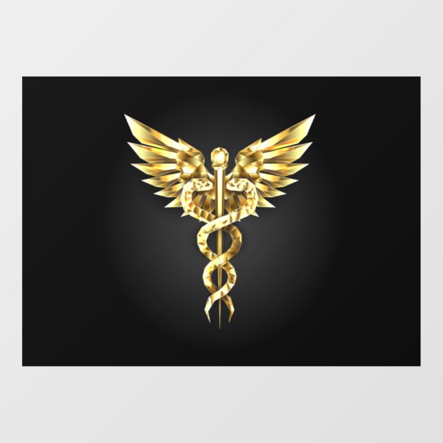 Gold Polygonal Symbol Caduceus Window Cling (Sheet)