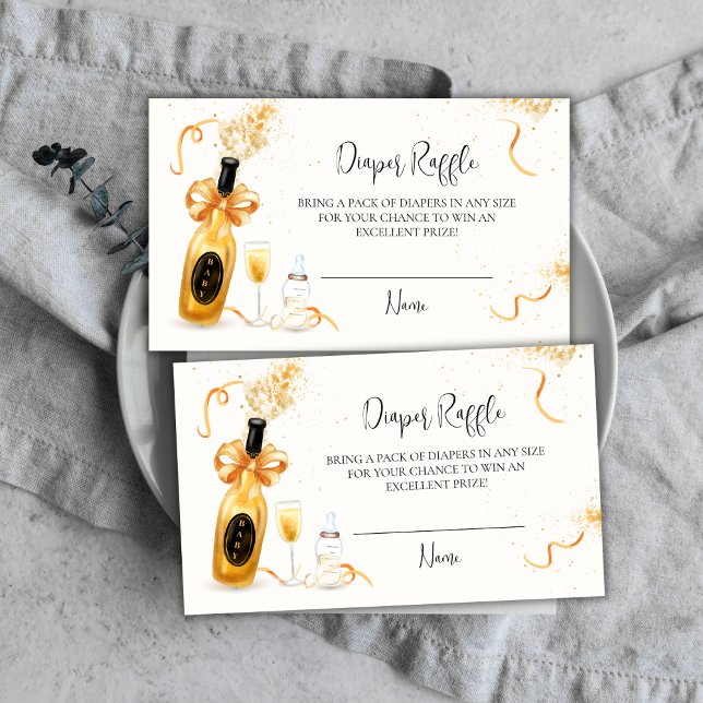 Gold Poppin Champagne Diaper Raffle Baby Shower  Enclosure Card (Gold Poppin Champagne Diaper Raffle Baby Shower Enclosure Card)