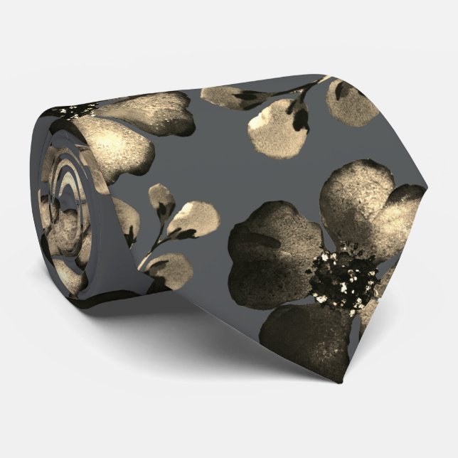 Gold Poppy Editable Background Colour Wedding Tie (Rolled)