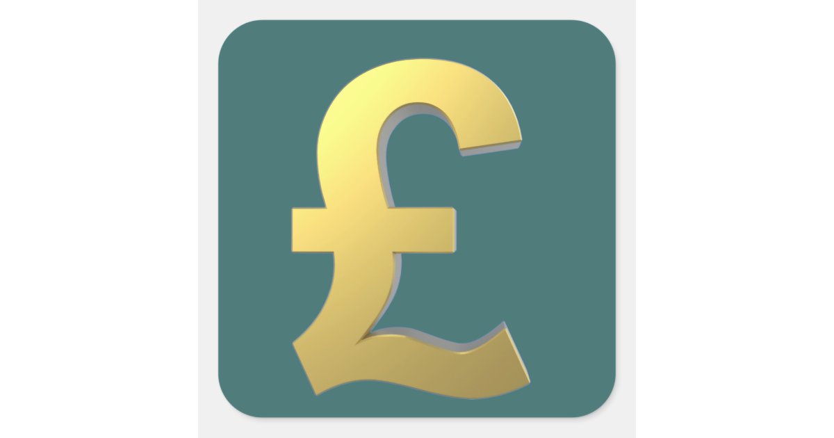 Gold Pound Sign Graphic Square Sticker Zazzle.co.uk