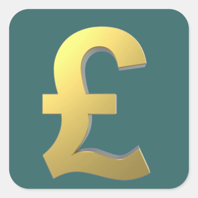 Gold Pound Sign Graphic Square Sticker (Front)
