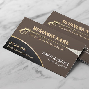 Gold Power Pressure Washing House Cleaning Business Card