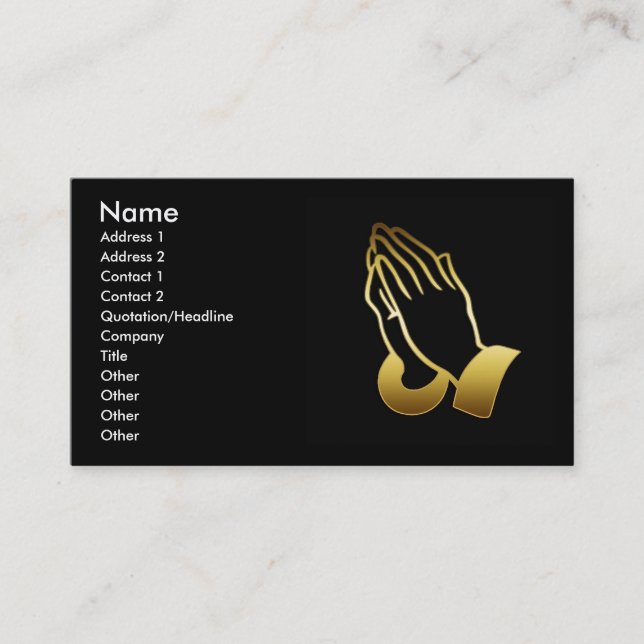 GOLD PRAYING HANDS BUSINESS CARDS (Front)