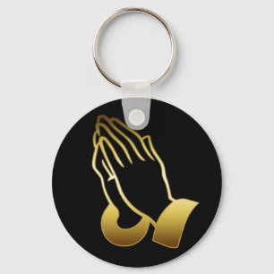 GOLD PRAYING HANDS KEY RING