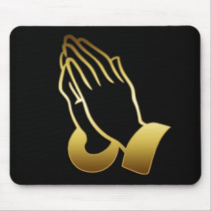 GOLD PRAYING HANDS MOUSE MAT